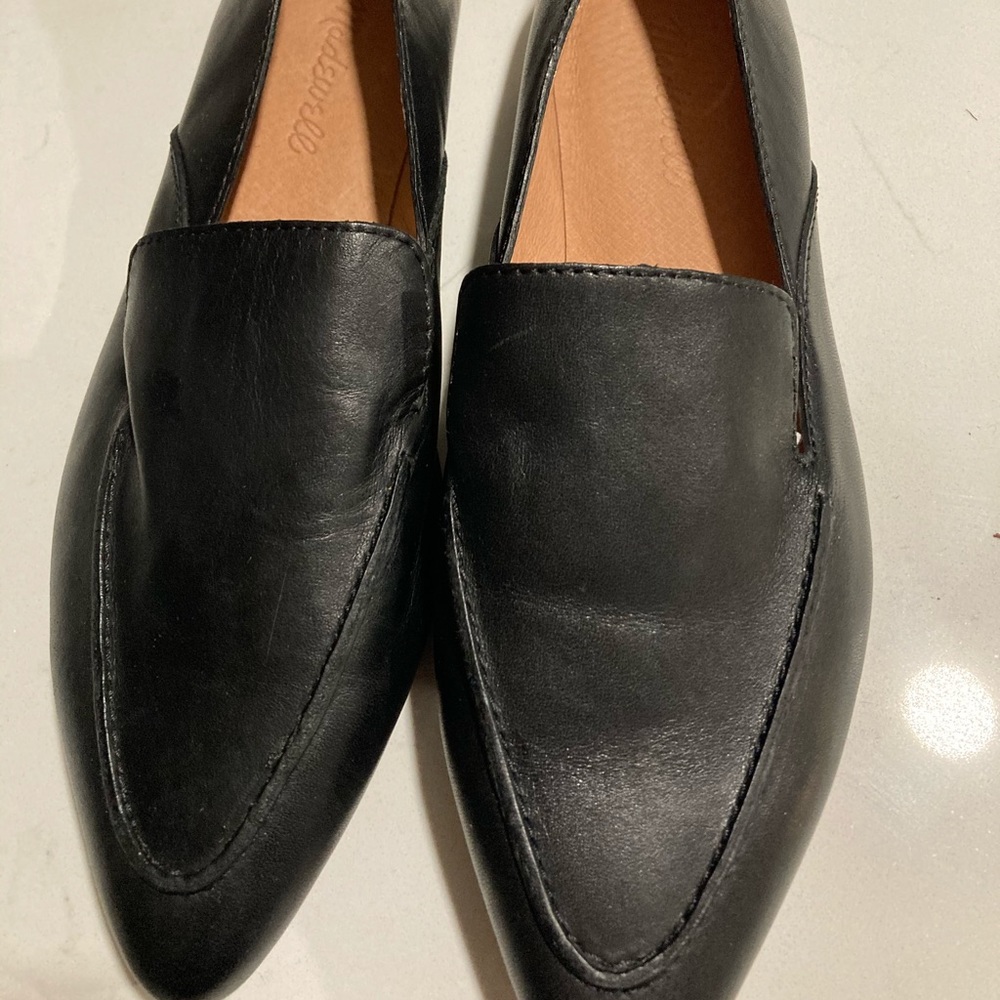 NWOT 7.5 MADEWELL Black Leather Frances Skimmer